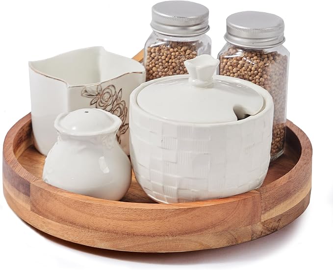 12" Acacia Wood Lazy Susan Organizer for Cabinet,Lazy Susan for Countertop by ACIAZAAZ