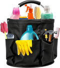 17L Cleaning Caddy with Handle, Foldable Cleaning Supplies Organizer, Portable Storage Bucket Bag for Home & Garden (Black) by GLOWLYSUN