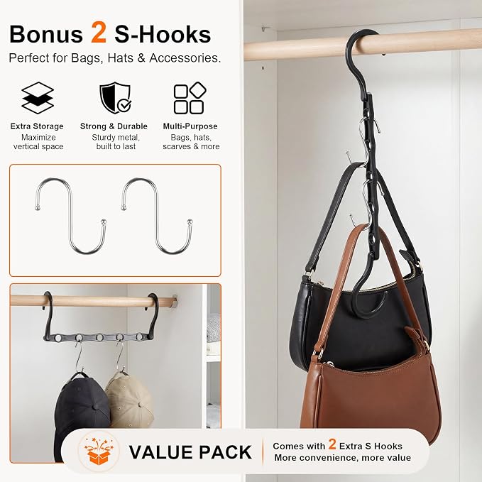 6 Pack Black Space Saving Hangers for Closet Organizers and Storage, 9.4 inch with 5 Enclosed Anti-Slip Hole, Clothing Hangers for Small Apartment & Small Closets and Dorm Room Essentials - Image 4