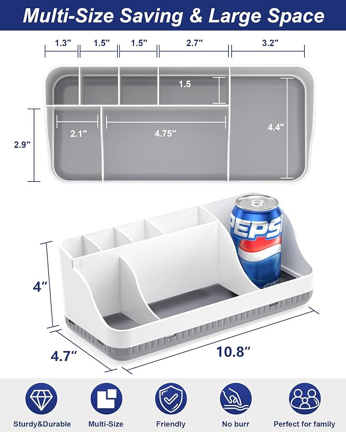 Bathroom Counter Organizer and Storage, 7 Slots Detachable Toothbrush Holders for Bathrooms, Anti-Slip Electric Toothbrush and Toothpaste Holder Countertop Vanity Organizer Accessories for Adults Kids - Image 4