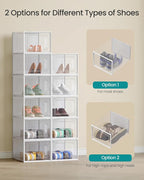 SONGMICS Shoe Boxes, Clear Plastic Sneaker Box, Pack of 12 | Stackable Shoe Storage Organizers, for Closet, 13.1 x 9.9 x 7.4 Inches, Transparent and White, DENNYS Collection ULSP12MWT - Image 4