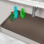Under Sink Tray for Kitchen Waterproof, Silicone Under Kitchen Sink Mats and Protectors for 34" x 22" Cabinets, Under Sink Tray Organizer, Shelf Liner Cabinet Liner for Bathroom, Brown by MECHEER