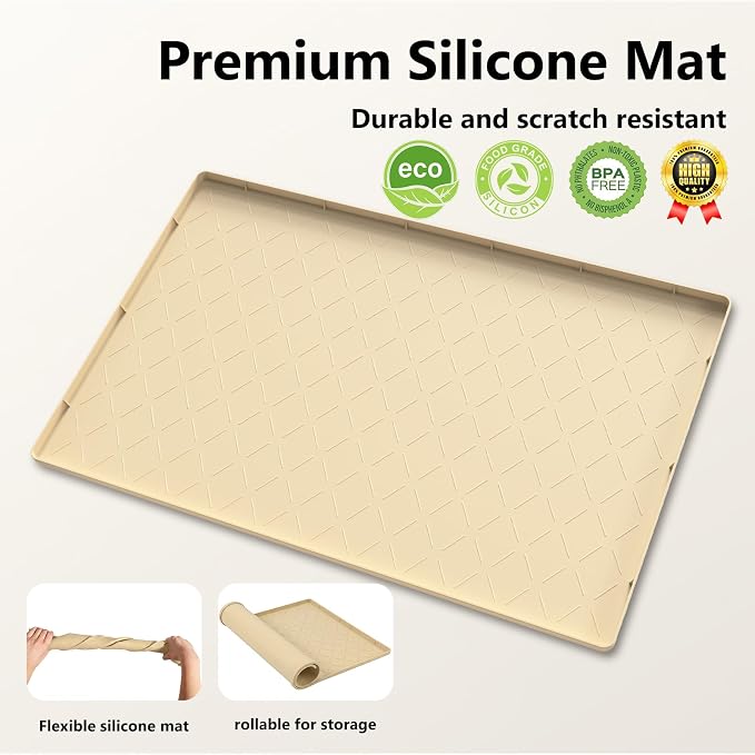 Mateeylife Under Sink Mat Kitchen Waterproof, Silicone Sink Tray 28"X19" - Image 2