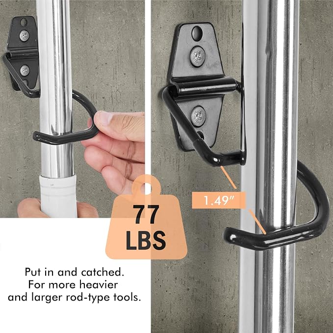Broom Holder Wall Mount, 6 Pack Tool Hangers Garage Wall Hanging Organizer - Image 3