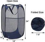 2 Pack Pop Up Laundry Hampers, Collapsible Mesh Laundry Basket, Foldable Clothes Hampers for Bathroom, College Dorm, Travel (Navy Blue) - Image 2