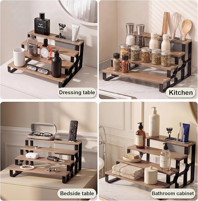 4 Tier Cologne Organizer for Men, Perfume Stand with Toiletry Caddy - Image 6