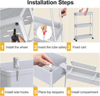 SPACELEAD 2-piece Set Slim Storage Cart 3 Tier,Bathroom Organizer Rolling Utility,Mobile Shelving Unit Slide Out for Office, Kitchen, Laundry Room & Narrow Places - Image 6