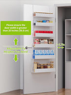 6-Tier Hanging Pantry Organizer, Metal Spice Rack Storage for Kitchen Laundry Bathroom Cabinet, White - Image 3