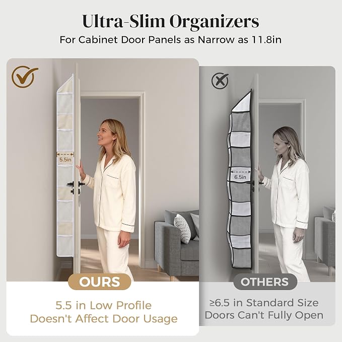 Ultra-Slim Over The Door Organizer for Narrow Gap & Small Space（Beige） - Image 8