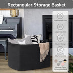 Goodpick 105L Extra Large Woven Rope Blanket Basket, Rectangle, Black - Image 7
