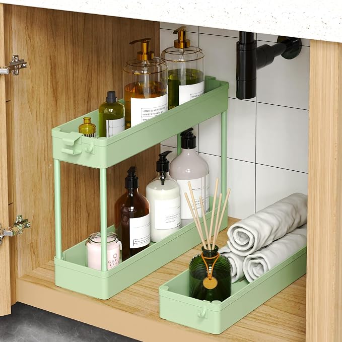 SPACEKEEPER Slim Rolling Storage Cart, 3 Tier Bathroom Cart Organizer,Green - Image 4