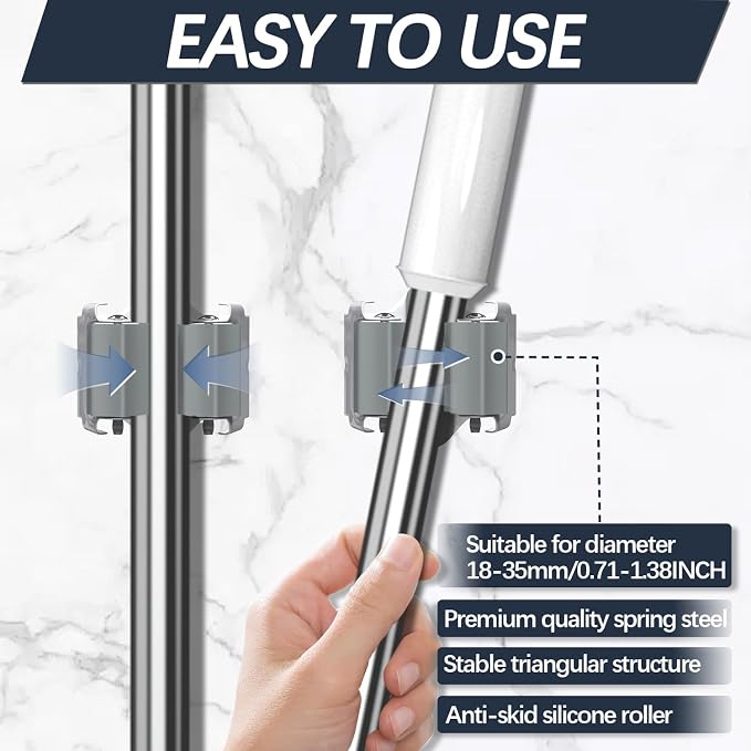 3-H 15 Pack Mop and Broom Holder Big Size Hanging 1 KG Extra,Broom Hanger Wall Mount for Hanging and Organizing Shove Rake Yard Tools in Shed Kitchen Laundry Room Bathroom Garden(Grey) - Image 5