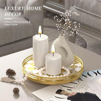AMH 10-Inch Gold Checkerboard Lazy Susan Vanity Tray with Metal Rail - Image 3