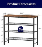 Kitsure Shoe Rack for Closet, Shoe Storage, 29.5" Wide - 4 Tier, Brown | Space-Saving Shoe Organizer with Leveling Feet, Sturdy & Rust-Proof Wooden Shoe Rack for Entryway, Bedroom, Living Room - Image 3