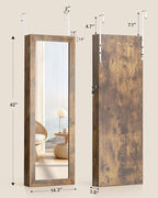 Nicetree 6 LEDs Mirror Jewelry Cabinet, Wall/Door Mounted,Rustic Brown - Image 5