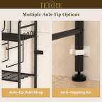 TETOTE Over The Toilet Storage Rack, 3-Tier Bathroom Organizer Shelf Over Toilet with Toilet Paper Roll Holder, Freestanding Metal Rack, Black - Image 8