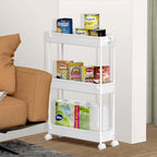 SPACELEAD Slim Storage Cart 3 Tier,Bathroom Organizer Rolling Utility, Mobile Shelving Unit Slide Out for Office, Kitchen, Laundry Room & Narrow Places,White - Image 7