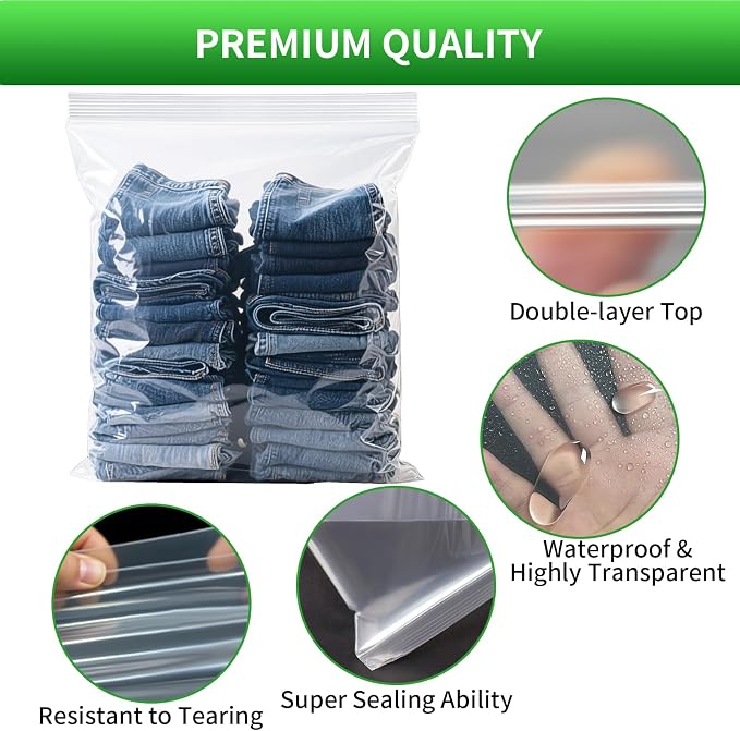 TUXIYA 25PACK 5 Gallon Large Zipper Bags for Storage 18" x 24" Storage Bags - Image 3