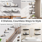 BAYKA Black Floating Shelves 15.7in, Set of 4, Wall Mount Rustic Wood Shelf - Image 9