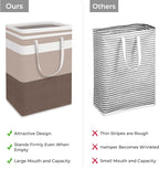 HomeHacks 2 Pack Large Laundry Baskets, Laundry Hampers Bags (Khaki 75Lx2) | Waterproof, Freestanding, Collapsible Clothes Hamper with Reinforced Handles in Laundry Room, Dorm, Bathroom, Bedroom - Image 3