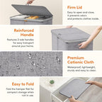 Lifewit 165L Large Laundry Basket with Lid, Laundry Hamper with Plastic Handles and Removable Bag, Foldable Tall Dirty Clothes Hampers for Laundry for Laundry Room, Bedroom, Bathroom, Dorm, Light Gray - Image 8