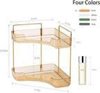 YCIA&DONE Corner Bathroom Counter Organizer, Makeup Organizer for Vanity, Skincare Cosmetic Perfume Tray, Corner Countertop Shelf Rack Storage for Bathroom Kitchen 2 Tiers (Amber Gold) - Image 4
