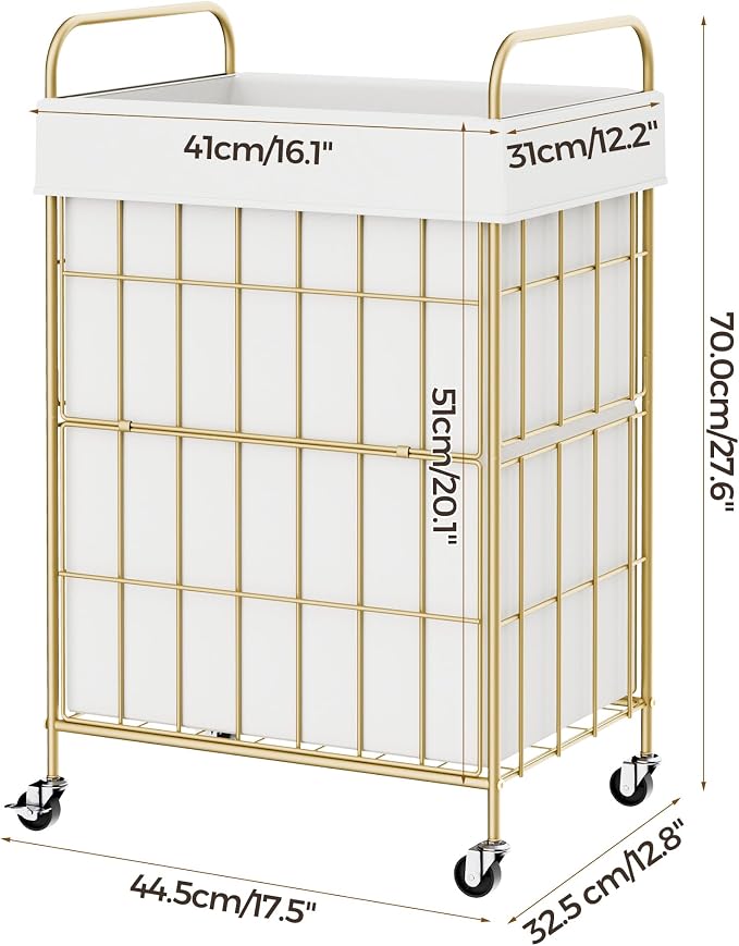 90L Laundry Hamper with Wheels, Laundry Basket with Handle and Liner Bag - Image 7