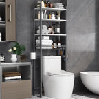 Kalrin Over-The-Toilet Storage Rack, 4-Tier Bathroom Organizer Shelf Over Toilet with Adjustable Shelf and Basket, Freestanding Space Saver Bathroom Shelves Above Toilet for Room (Gray- White) by Kalrin