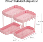 2 Packs Under Sink Pull-Out Storage Organizers, 14.8 Inches,Pink - Image 2