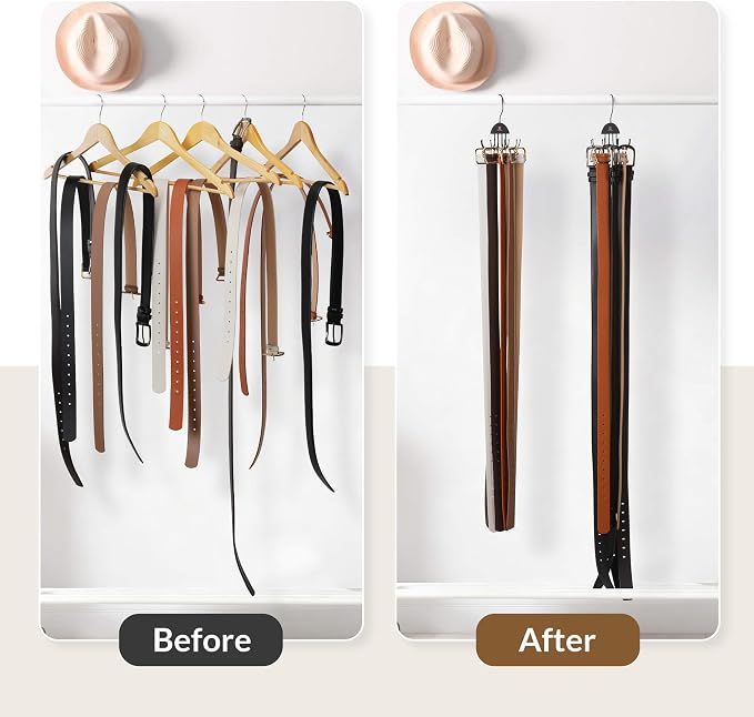 ZEDODIER 2 Pack Belt Hanger, Belt Organizer for Closet, Holds 48 Belts - Image 2