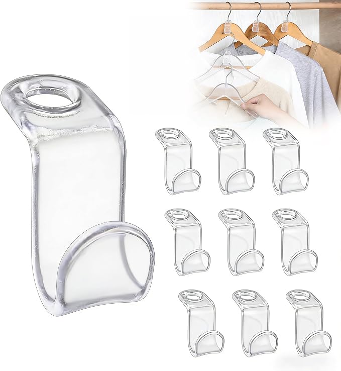 Clear Hanger Connector Hooks - Space Saving Cascading Clips for Closet Organization (50PCS) by Hookawen