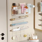 Wall-Mounted Hair Dryer Holder Styling Tool Organizer 4-Shelf Storage Wire Basket with Hook Heat Safe Rack for Hair-Straighteners,Curling Wands,Flat Iron,Cabinet Door Bathroom Kitchen White by Sonyabecca