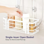 SWTYMIKI Shower Caddy Hanging Organizer - Over the Door Shower Caddy with 6 Hooks, 2 Installation Ways, Stainless Steel Rustproof Bathroom Organizer, White - Image 4