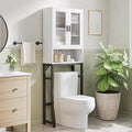 USHOWER White Over The Toilet Storage Cabinet with Glass Doors by USHOWER