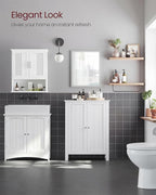 VASAGLE Bathroom Floor Storage Cabinet, Adjustable Shelves, Cloud White - Image 8