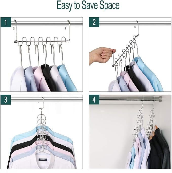 GEFTOL Metal Space Saving Hangers 12 Slots New Version Hanger Magic Cascading Hanger Closet Wardrobe Clothes Organizer(8 Pack) - Image 6