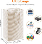 Lifewit 1 Pack Laundry Basket 80L Each, Collapsible Clothes Hamper with Reinforced Handles, Freestanding Waterproof Design for Bedroom and Laundry Room, Beige 80L Total - Image 3
