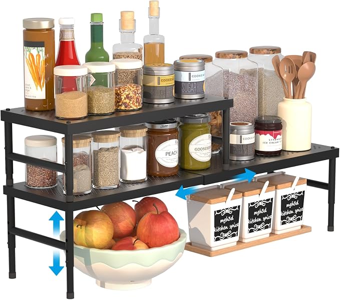 2 Pack Expandable adjustable stackable kitchen cabinet organizer,spice rack by WELCOMETOHININGER