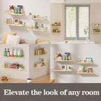 Amaoot Floating Shelves for Wall Set of 4, Wall Shelf Wood Floating Shelf - Image 6