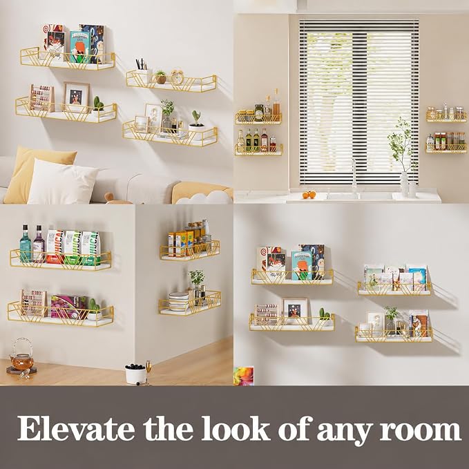Amaoot Floating Shelves for Wall Set of 4, Wall Shelf Wood Floating Shelf - Image 6