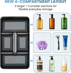 BYUNER Plastic Shower Caddy Dorm: Portable Cleaning & Shower Caddy with Handle, 4 Divided Compartments, All-Side Drainage, Rigid Plastic Basket Tote for College Dorm & Bathroom Use, Black/Silver - Image 6