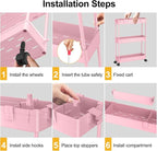 SPACELEAD Slim Storage Cart 3 Tier,Bathroom Organizer Rolling Utility,Mobile Shelving Unit Slide Out for Office, Kitchen, Laundry Room & Narrow Places,Pink - Image 2