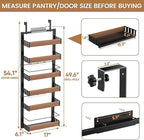 POKIPO 6 Tier Over The Door Pantry Organizer, 2-in-1 Door Hanging or Wall Mounted Spice Rack, Large Heavy Duty Pantry Door Storage Seasoning Shelves with Adjustable Basket for Kitchen Bathroom Closet - Image 7