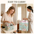 Fabric Storage Basket 2 Pack,Large and Mini Boho Laundry Nursery Hamper Portable Folding Organizer for Car Bedroom - Image 3