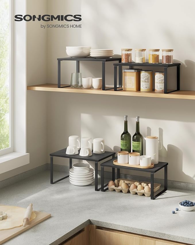 SONGMICS Cabinet Organizer Shelf, Set of 2 Spice Rack, Kitchen Storage - Image 2