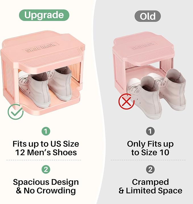 Kitstorack 8-Tier Vertical Plastic Shoe Rack, Freestanding Stackable Shoe Storage Organizer Cubes Shoe Shelf Tower or Small Closets and Tight Spaces, Pink - Image 5