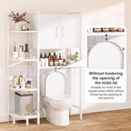 K2 Heavy Duty 7-Tier Over The Toilet Storage Cabinet（With Magnetic Doors & Adjustable Feet）Freestanding Above Toilet Shelf，Space Saver Bathroom Organizer 9.3"D x 31.5"W x 67.2"H，Beige White - Image 7