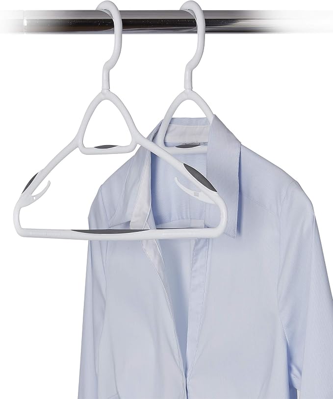 Set of 5 Deluxe Non Slip Hangers by Neatfreak! - Space Saving Hangers for Clothes, Pants, Jackets and Shirt 5 Pack,White/Grey - Image 3