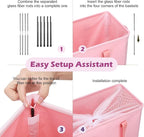 Odonata Slim Laundry Hamper Handles Collapsible Laundry Basket Thin Dirty Clothes Basket Narrow Laundry Bag Foldable Dirty Hamper 45L (Pink) - Image 3