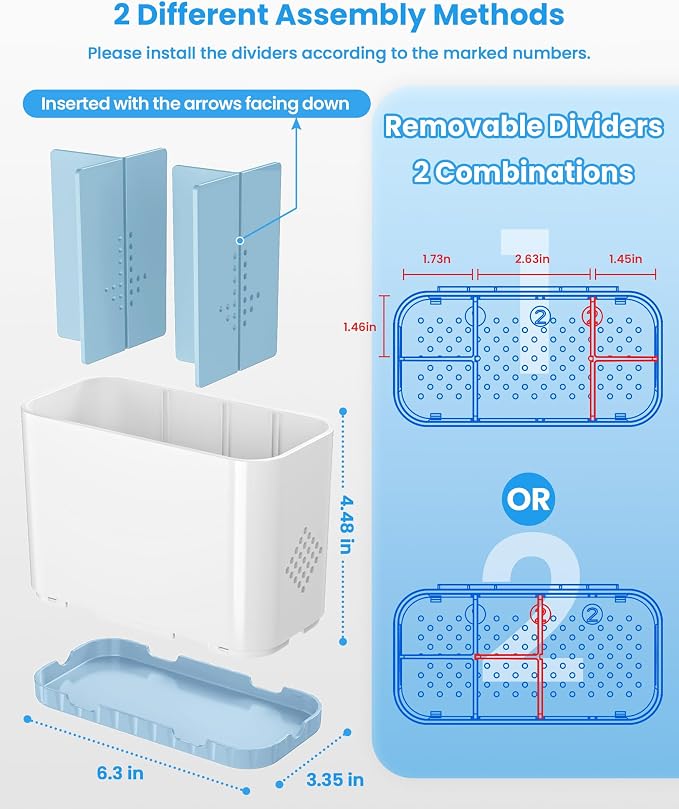 Toothbrush and Toothpaste Holders for Bathrooms Countertop - Detachable 5 Slots Kids Electric Toothbrush Holders Set Wall Mounted with Removable Dividers for Bathroom Decor and Accessories Organizer - Image 2